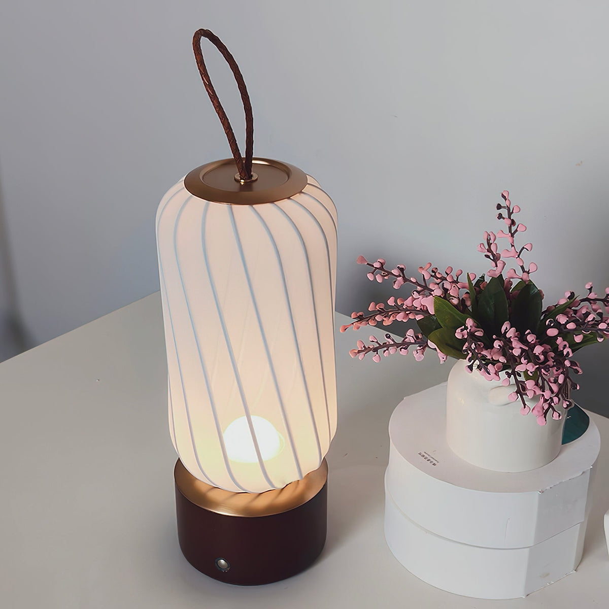 Cordless Ribbed Cylinder Touch Table Lamp