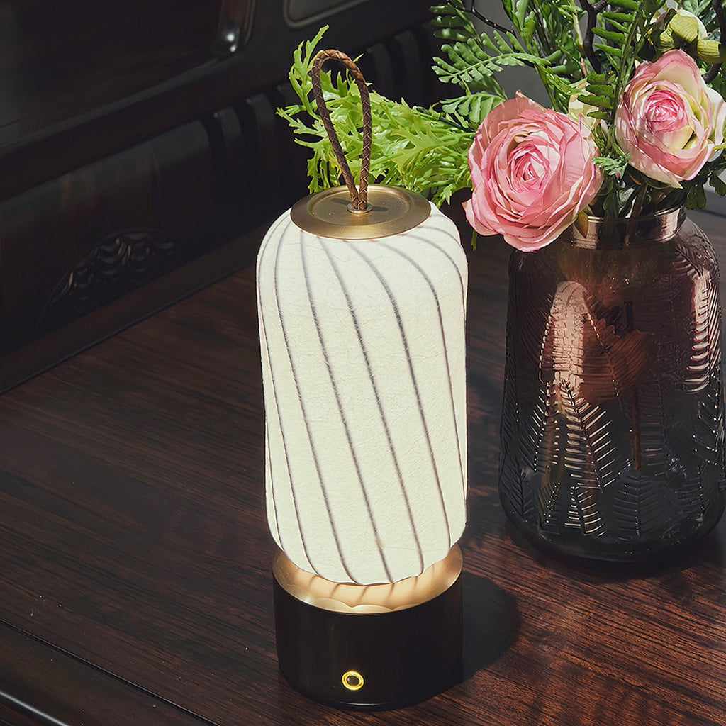 Cordless Ribbed Cylinder Touch Table Lamp