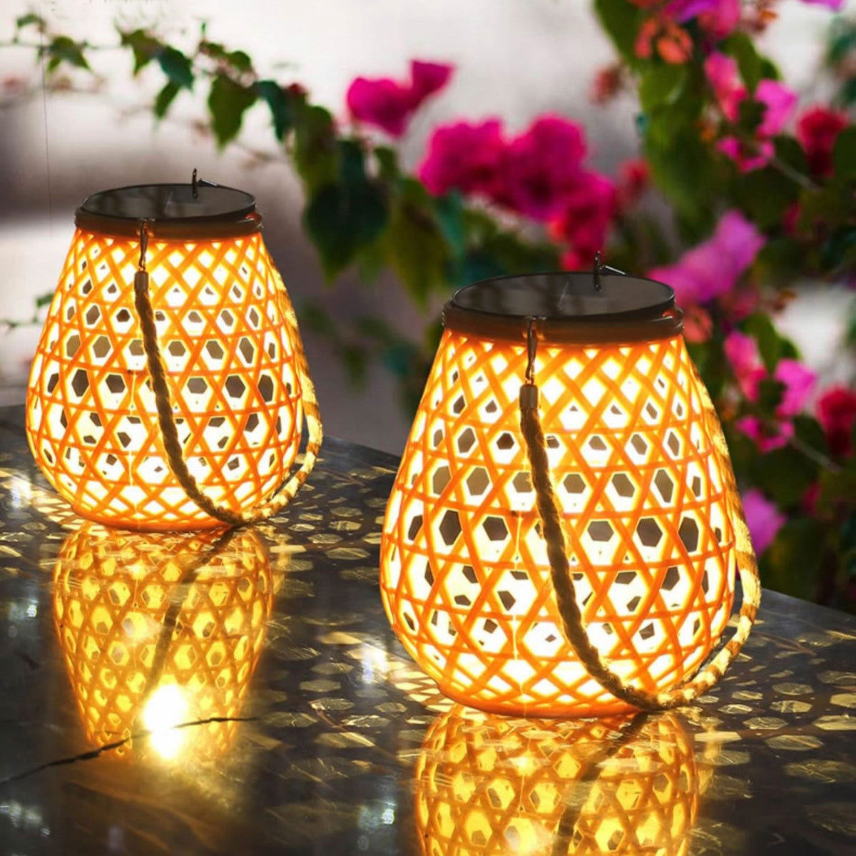 Solar Woven-Look Garden Lantern
