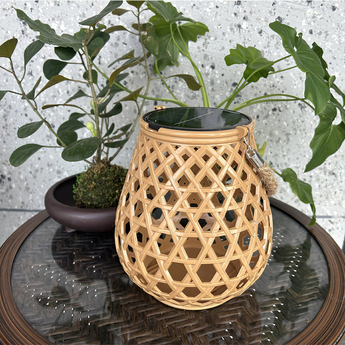 Solar Woven-Look Garden Lantern