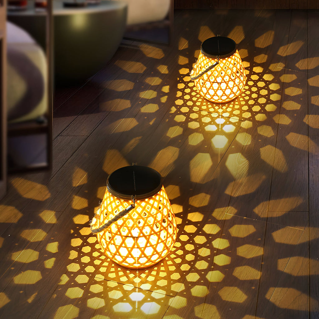 Solar Woven-Look Garden Lantern