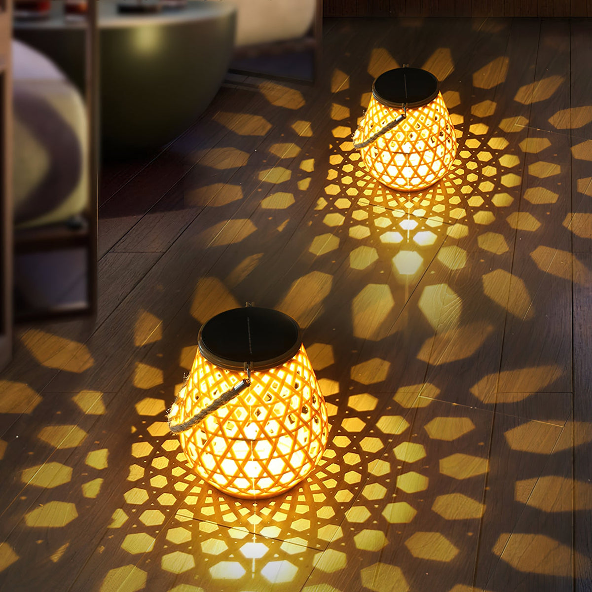 Solar Woven-Look Garden Lantern