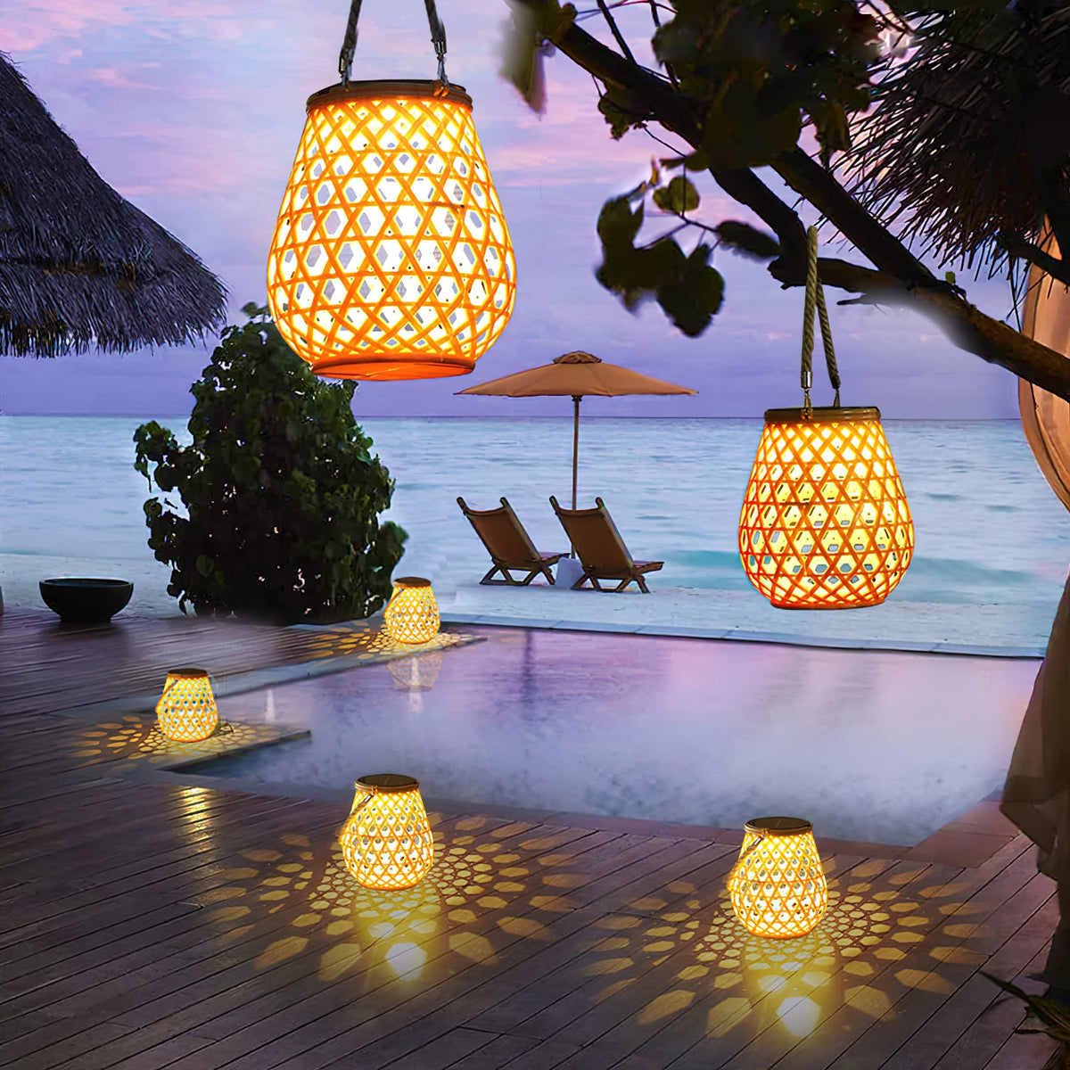 Solar Woven-Look Garden Lantern