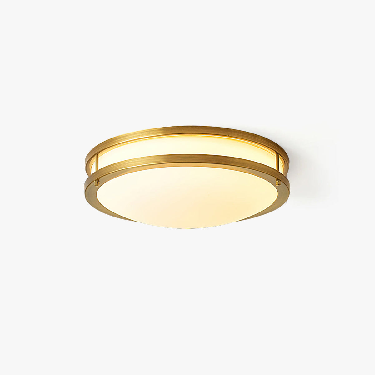 Round Frosted Glass Brass LED Flush Ceiling Light
