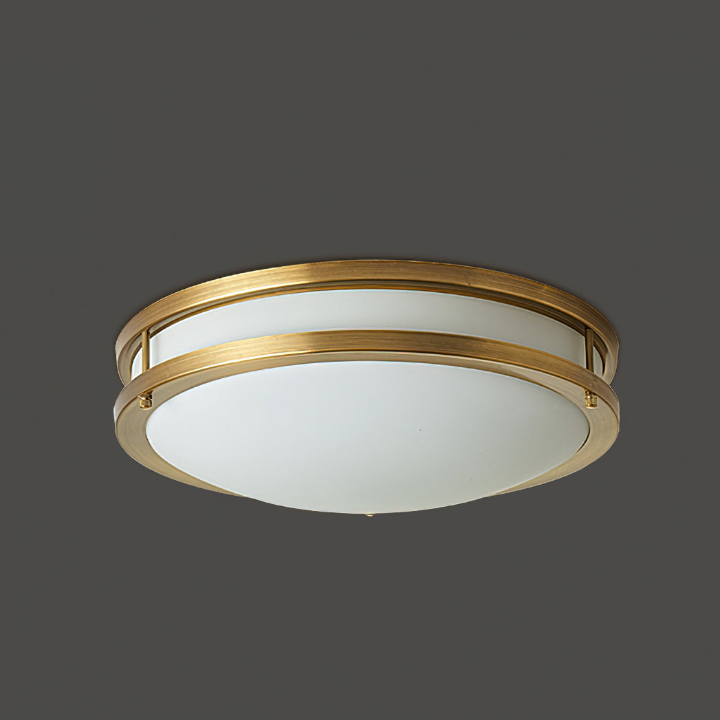 Round Frosted Glass Brass LED Flush Ceiling Light