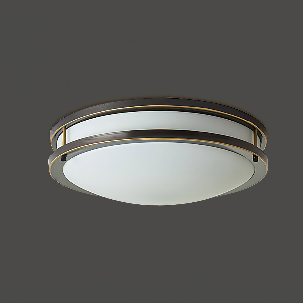 Round Frosted Glass Brass LED Flush Ceiling Light