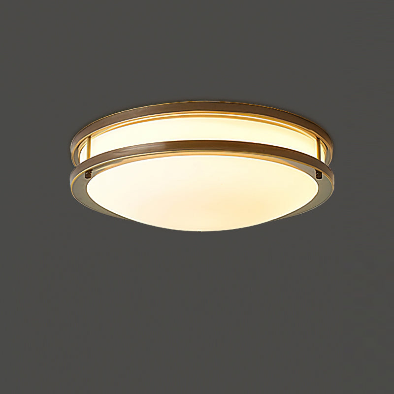 Round Frosted Glass Brass LED Flush Ceiling Light