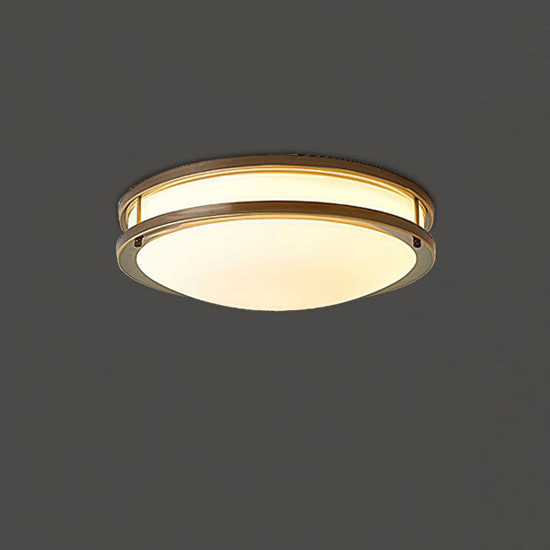 Round Frosted Glass Brass LED Flush Ceiling Light