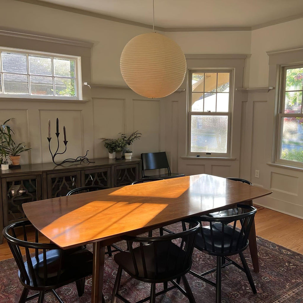 Ribbed Rice Paper Globe Pendant Lamp