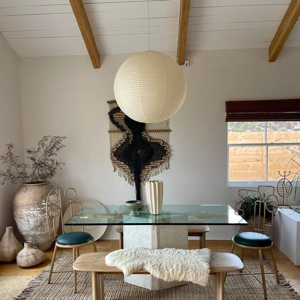 Ribbed Rice Paper Globe Pendant Lamp