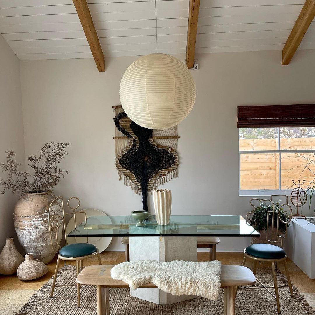 Ribbed Rice Paper Globe Pendant Lamp