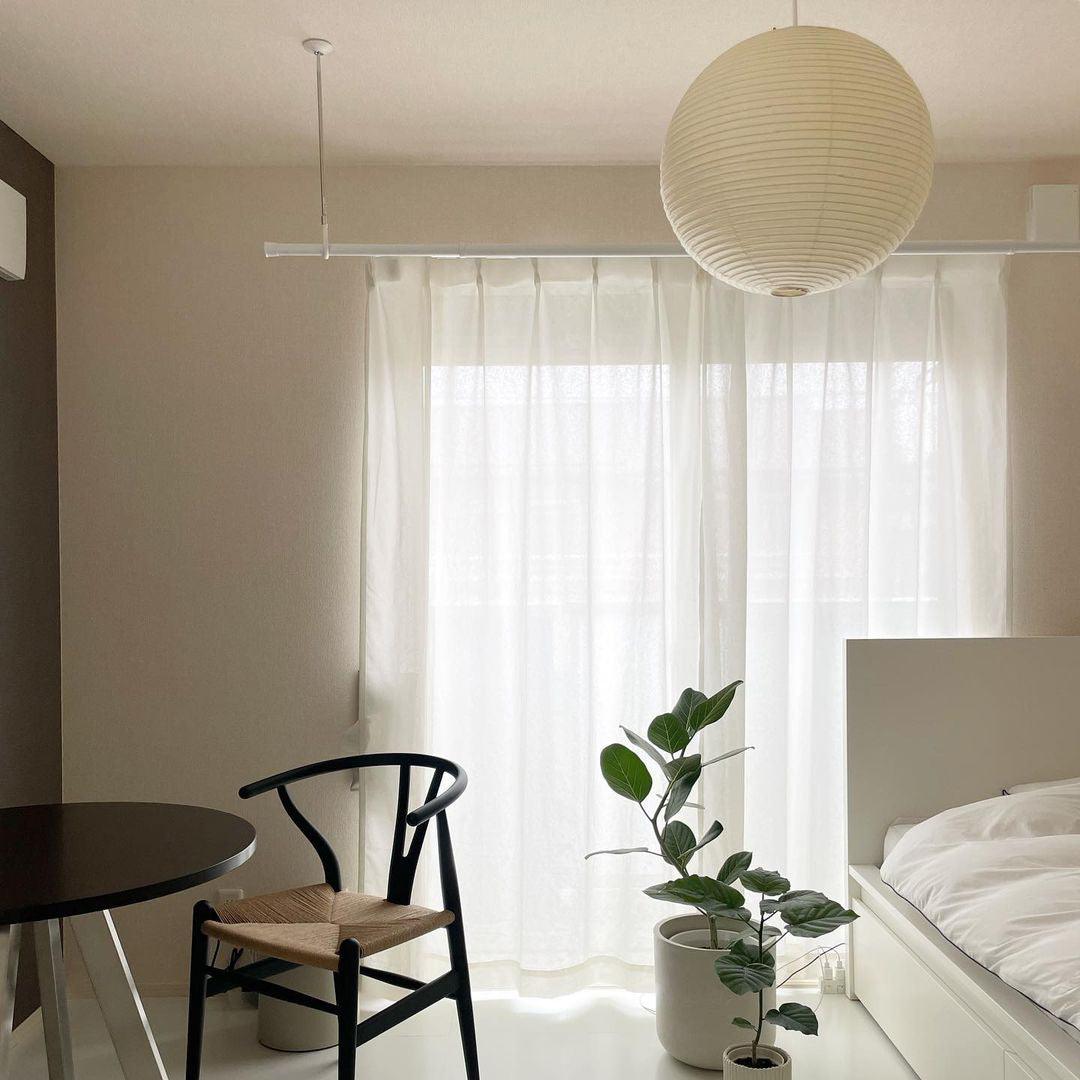 Ribbed Rice Paper Globe Pendant Lamp