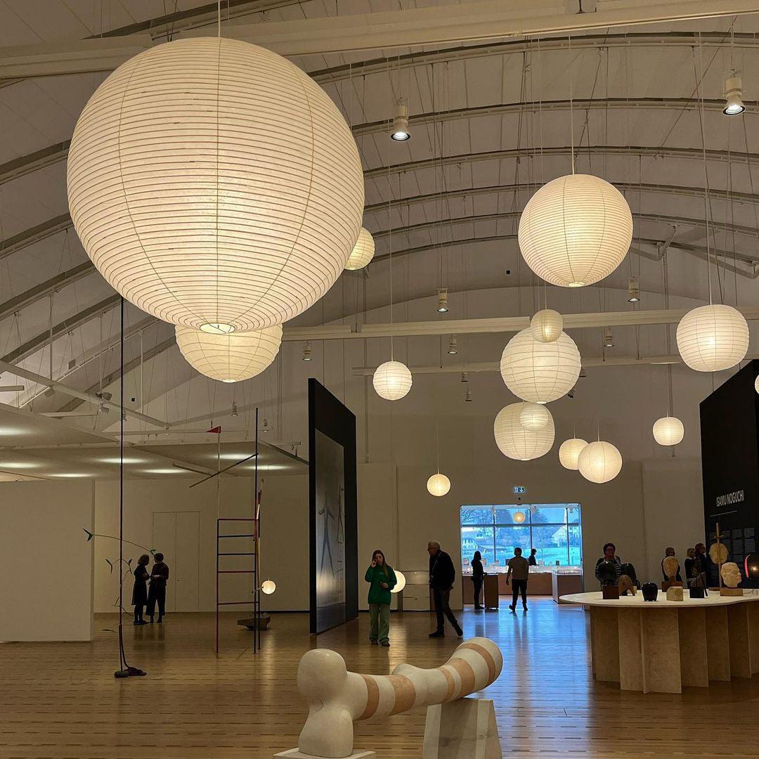 Ribbed Rice Paper Globe Pendant Lamp