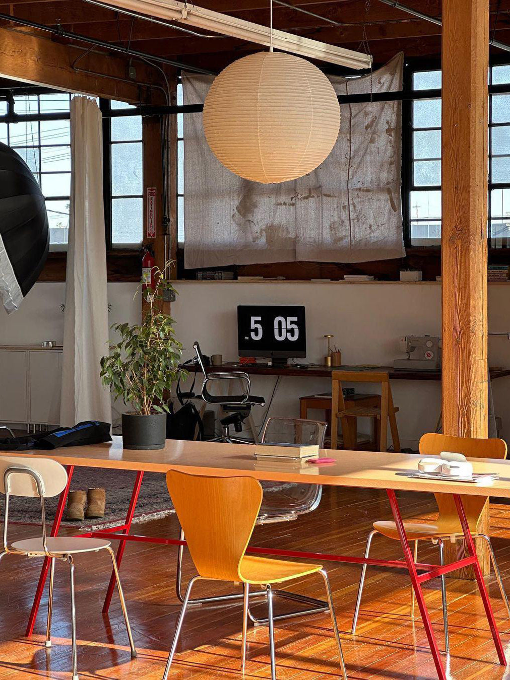 Ribbed Rice Paper Globe Pendant Lamp