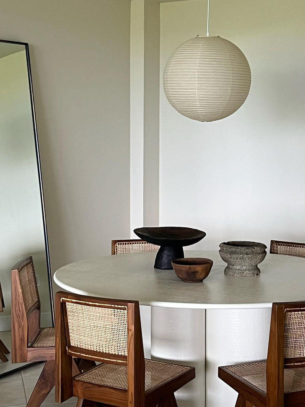 Ribbed Rice Paper Globe Pendant Lamp