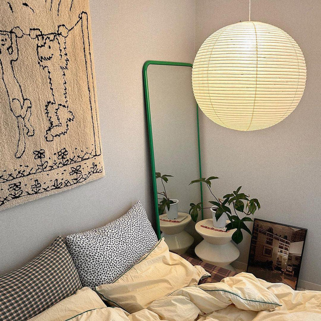 Ribbed Rice Paper Globe Pendant Lamp