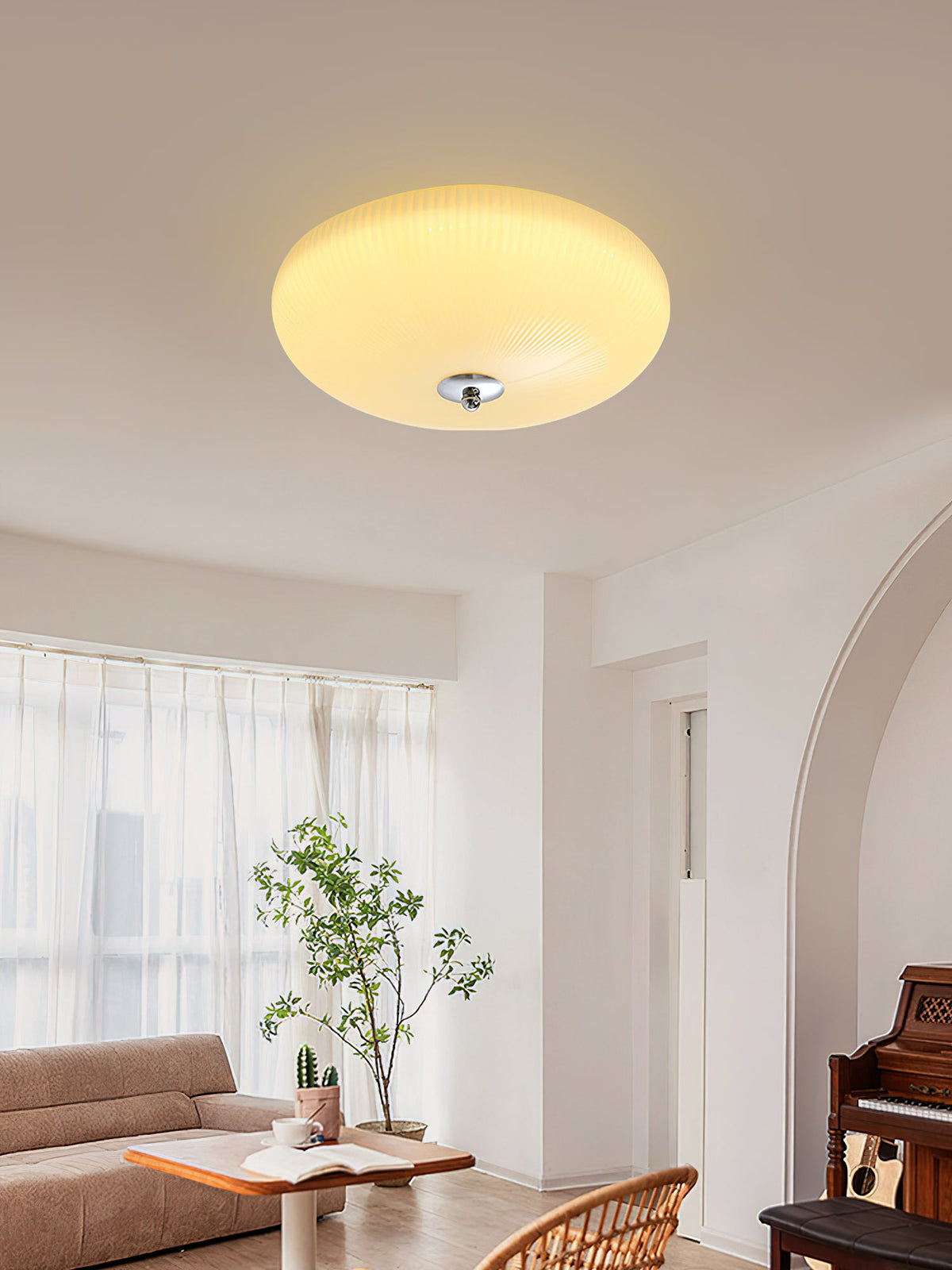 Ribbed Dome LED Flush Ceiling Light