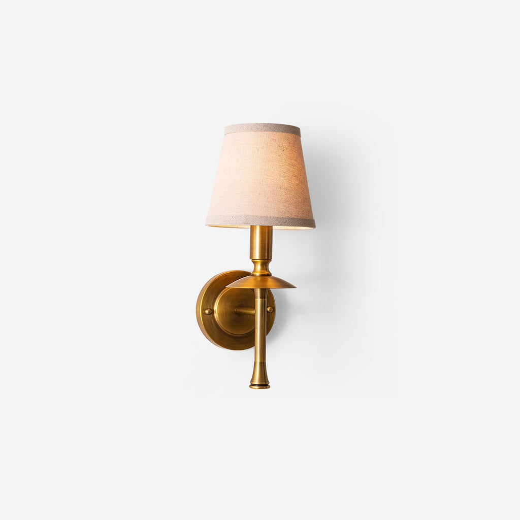 Slim Brass Stem Linen Wall Light