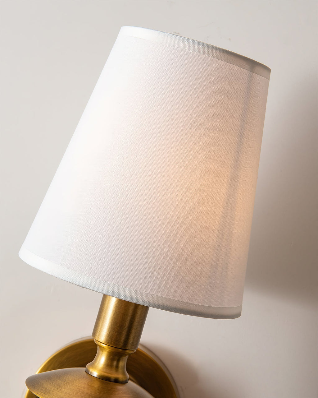 Slim Brass Stem Linen Wall Light