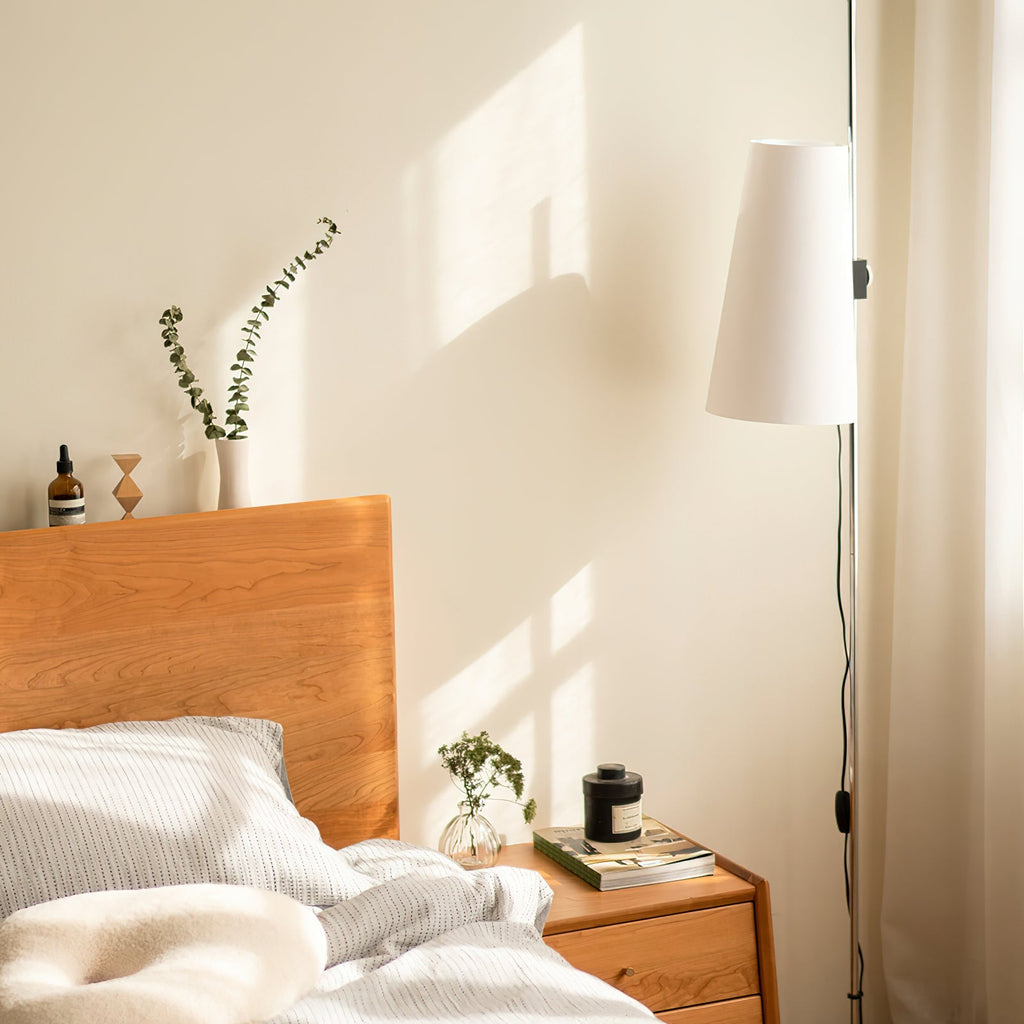 Tapered Rice Paper Shade Chrome Floor Lamp