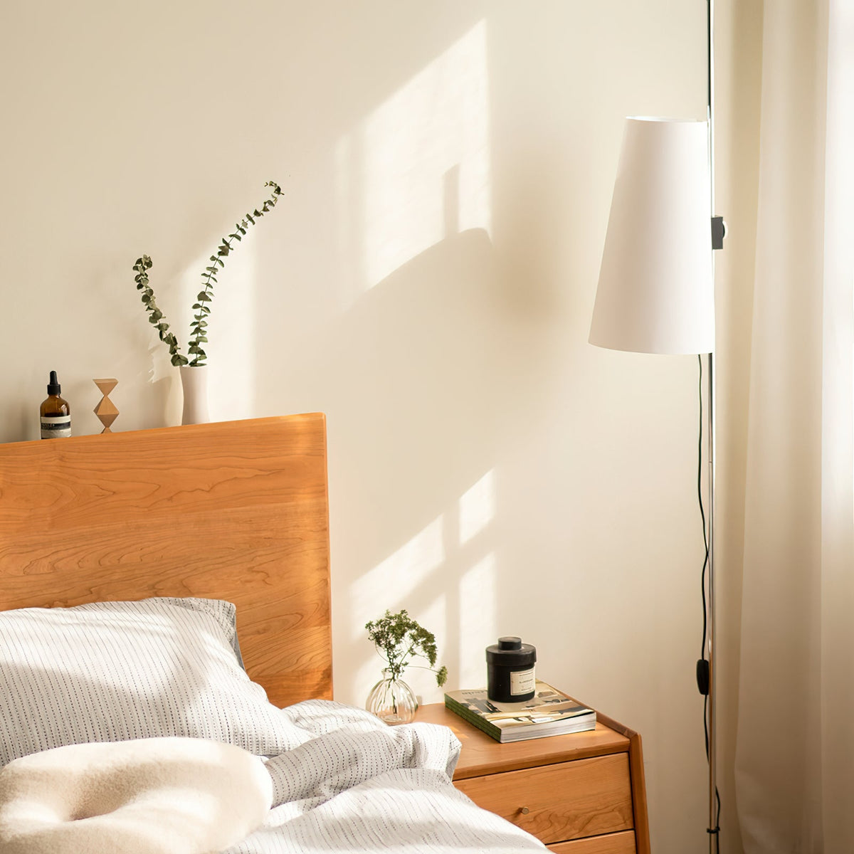 Tapered Rice Paper Shade Chrome Floor Lamp