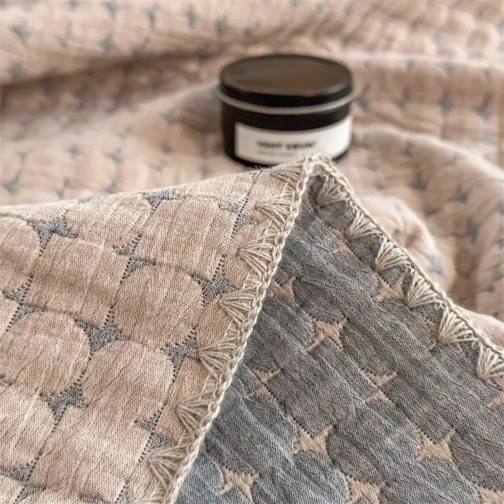 Reversible Geometric Matelassé Cotton Blanket