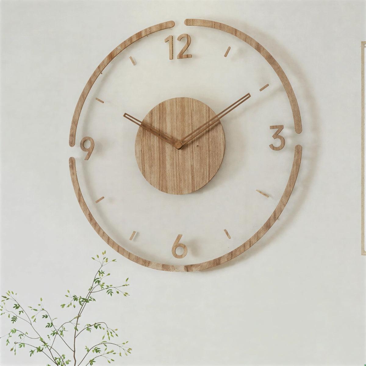 Mid Century Wooden Styled Nordic Wall Clock With Silent Design