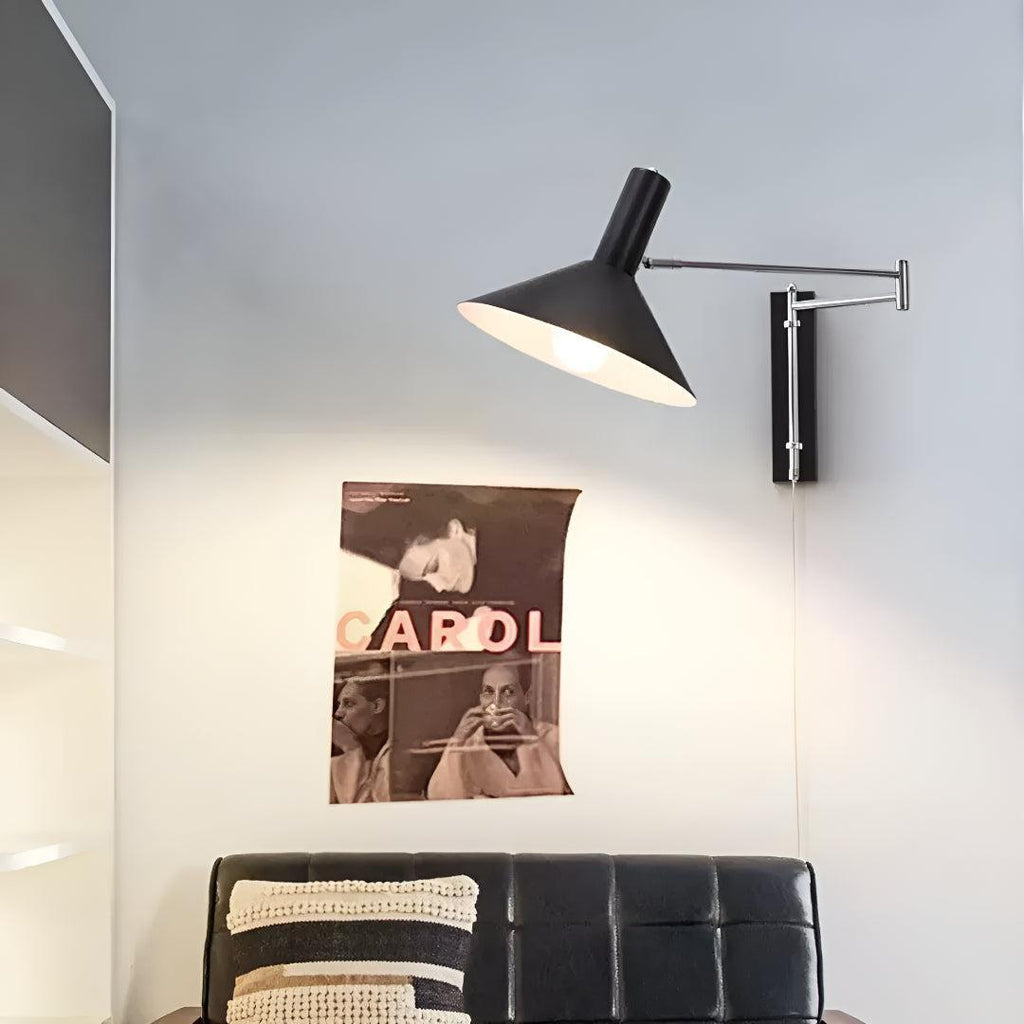 Modern Adjustable Metal Wall Lamp With Swing Arm Design