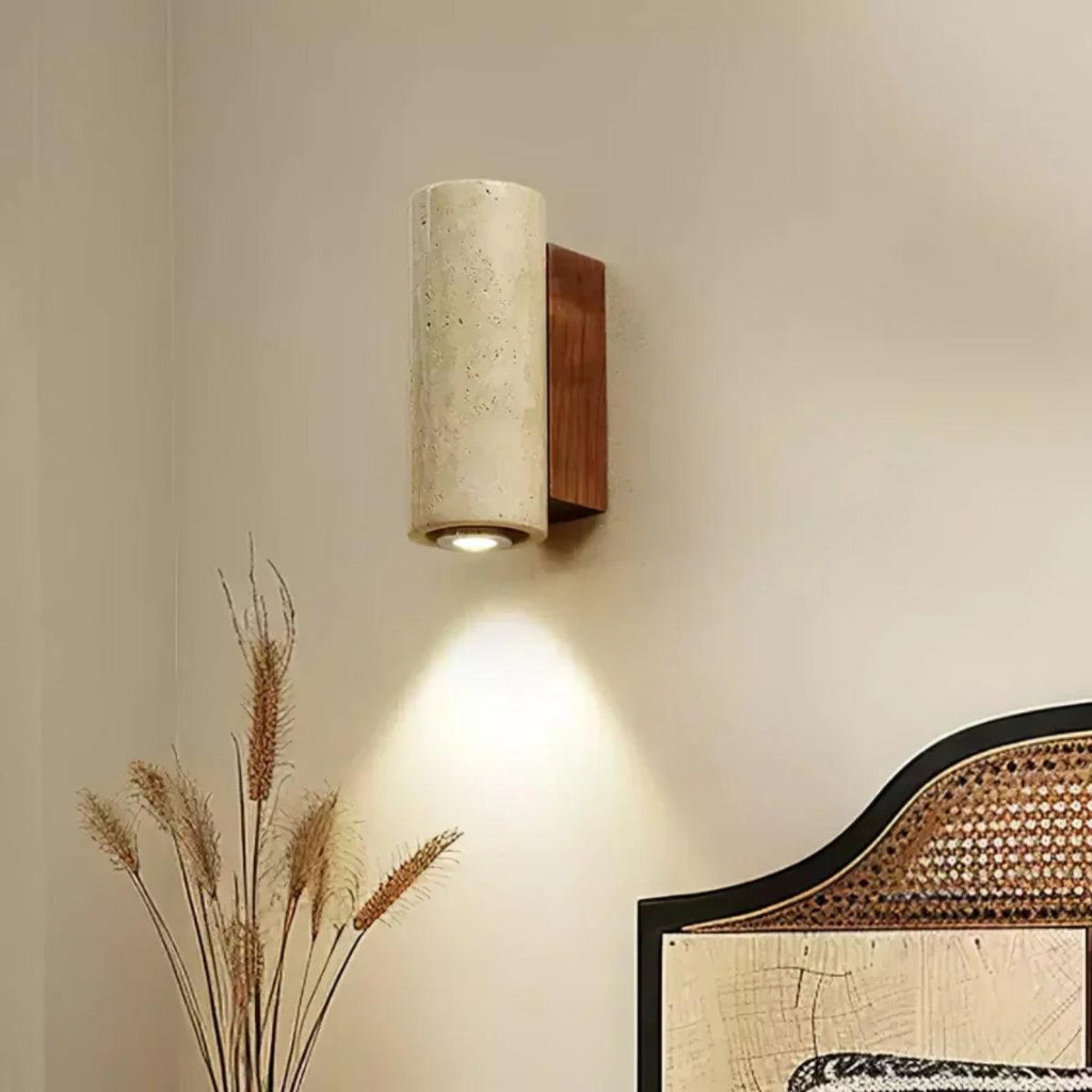Modern Cylindrical Stone Wall Sconce Light Fixture