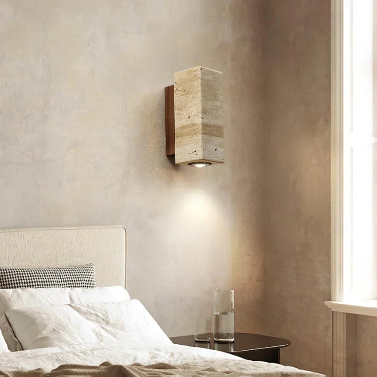 Modern Cylindrical Stone Wall Sconce Light Fixture