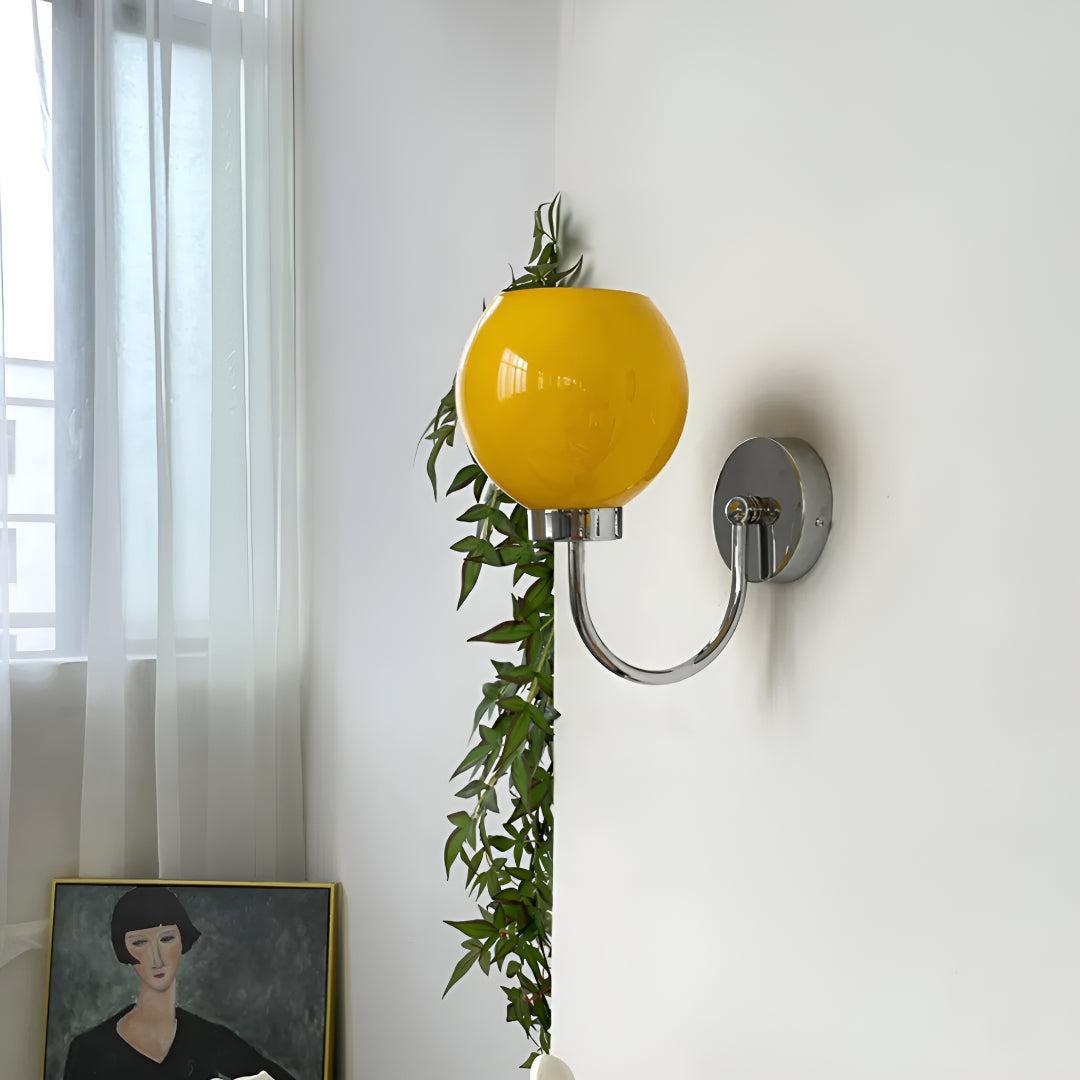 Modern Wall Light Fixture With Glass Globe Shade