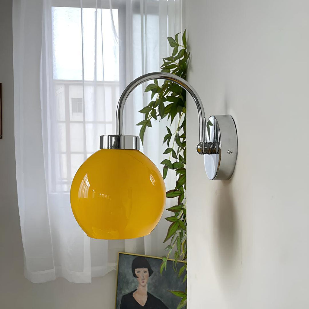 Modern Wall Light Fixture With Glass Globe Shade