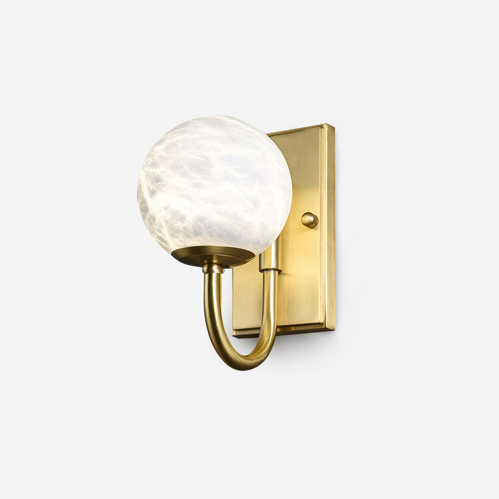 Alabaster Globe Curved Arm Wall Lamp