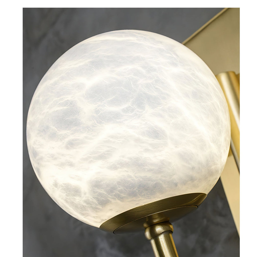 Alabaster Globe Curved Arm Wall Lamp