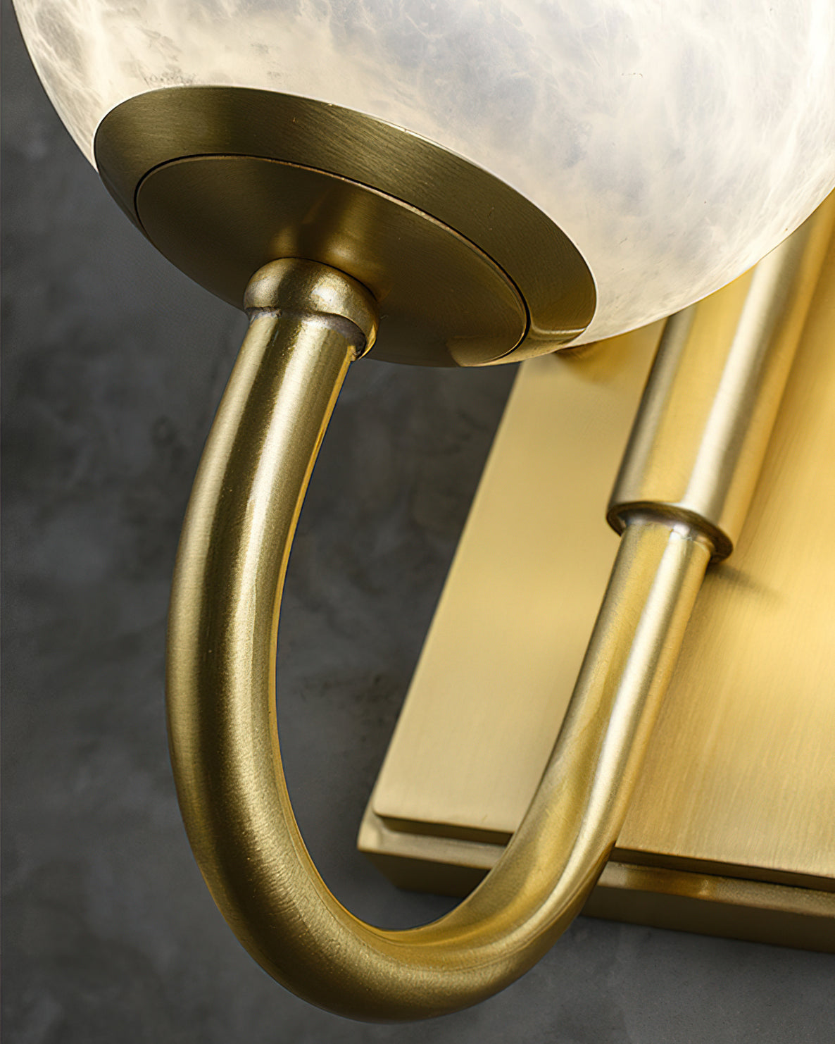 Alabaster Globe Curved Arm Wall Lamp