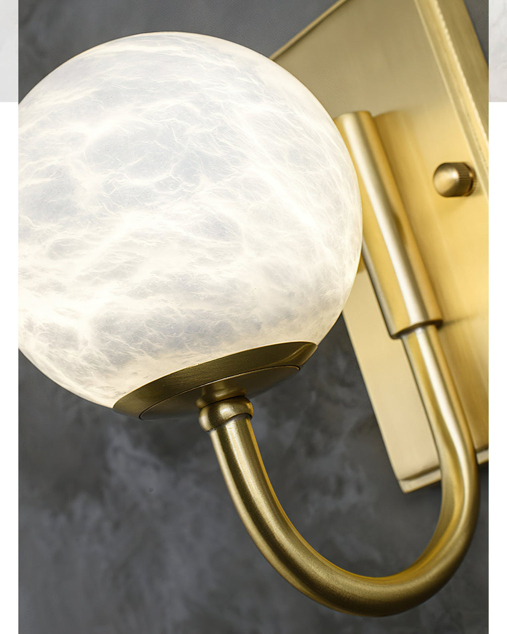 Alabaster Globe Curved Arm Wall Lamp