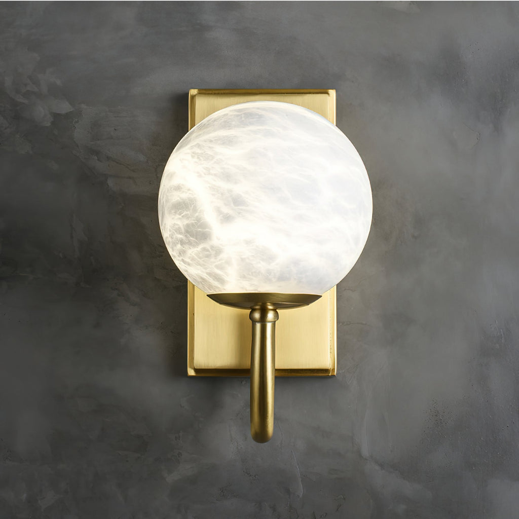 Alabaster Globe Curved Arm Wall Lamp