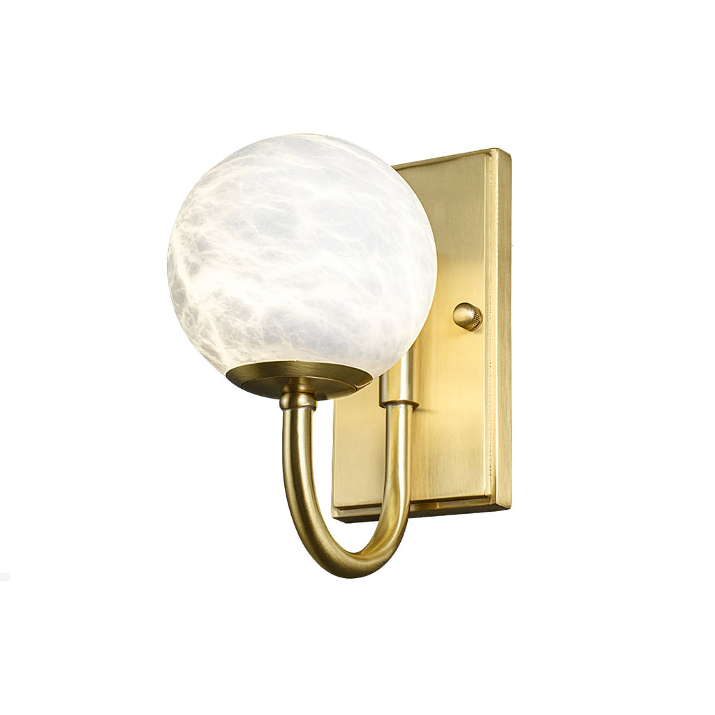 Alabaster Globe Curved Arm Wall Lamp