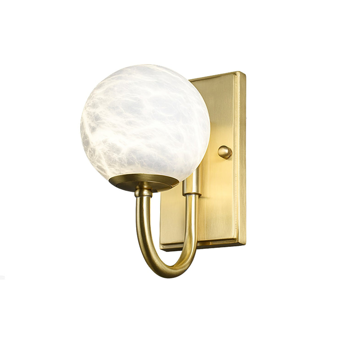 Alabaster Globe Curved Arm Wall Lamp