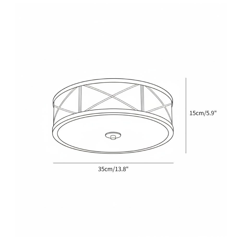 Crisscross Brass Frosted Glass Flush Ceiling Light