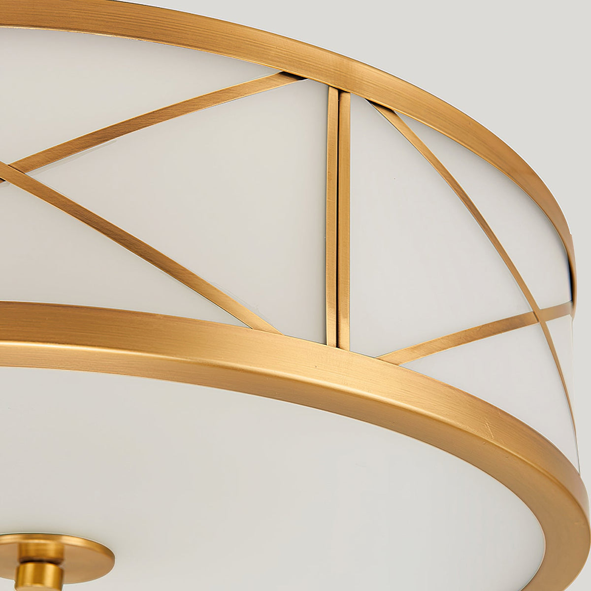 Crisscross Brass Frosted Glass Flush Ceiling Light