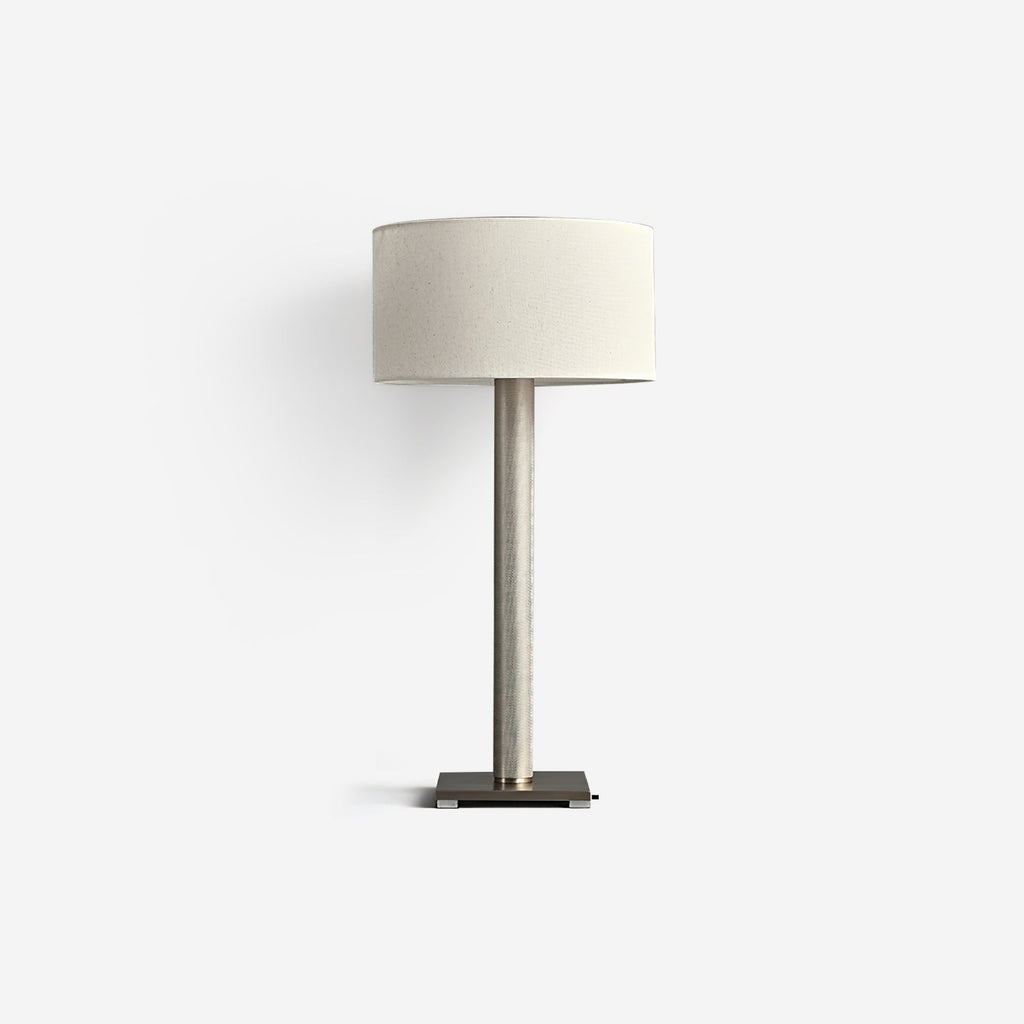 Linen Drum Shade Square Base Table Lamp
