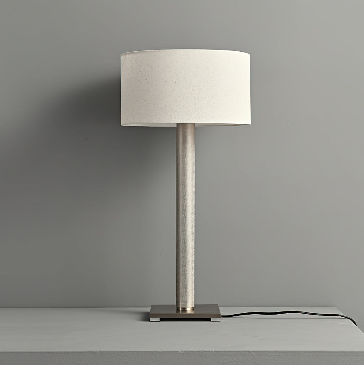 Linen Drum Shade Square Base Table Lamp