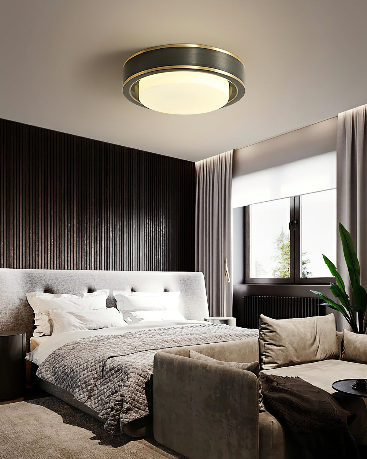 Wide Round Frosted Glass LED Flush Ceiling Light