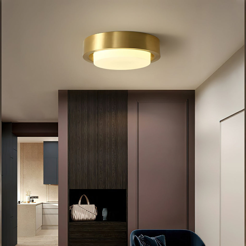 Wide Round Frosted Glass LED Flush Ceiling Light