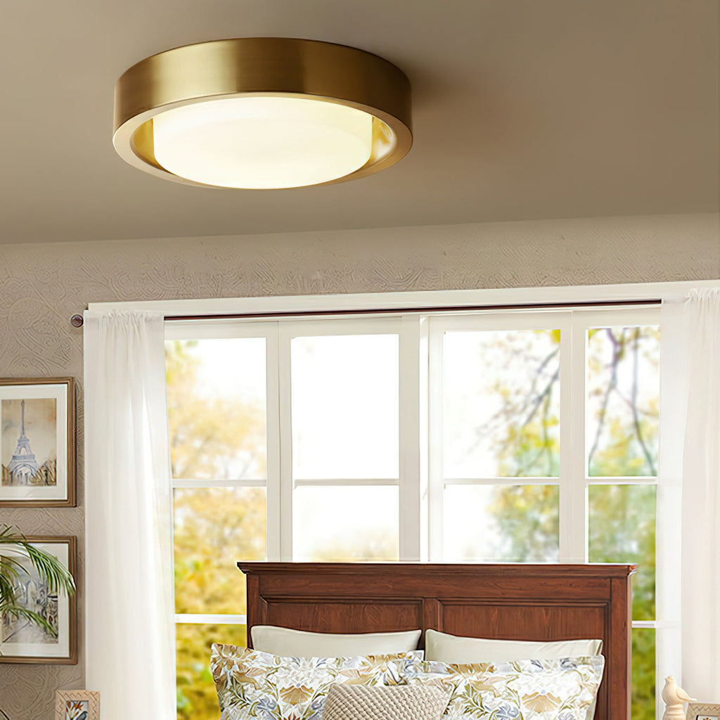 Wide Round Frosted Glass LED Flush Ceiling Light