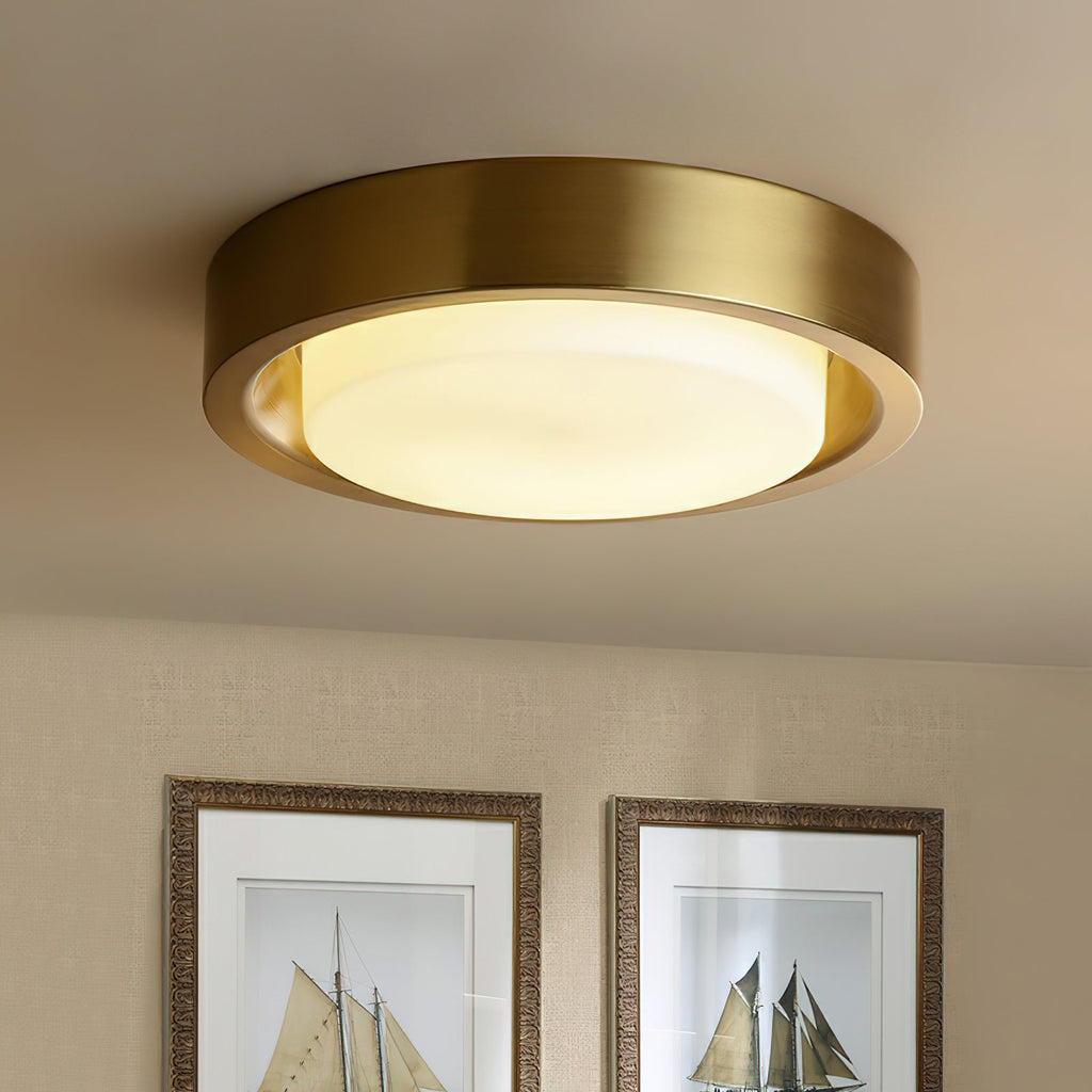 Wide Round Frosted Glass LED Flush Ceiling Light