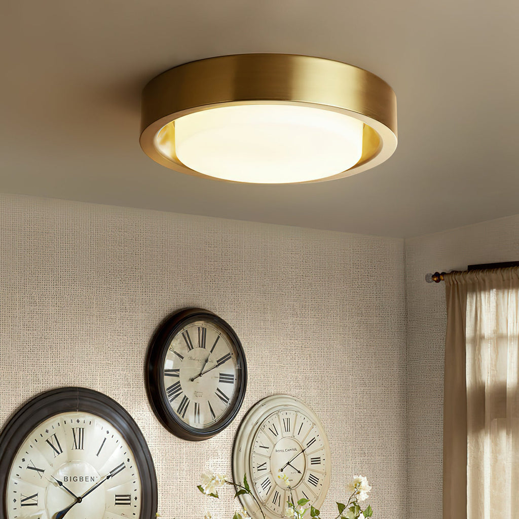 Wide Round Frosted Glass LED Flush Ceiling Light