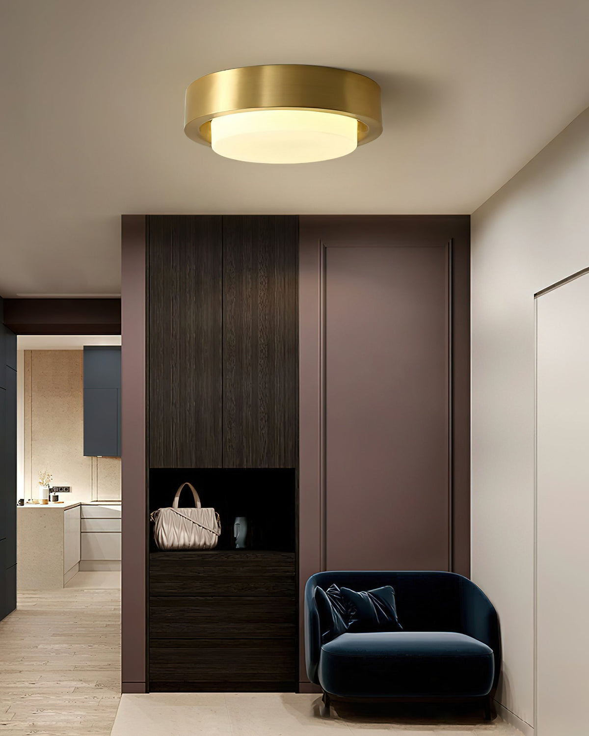 Wide Round Frosted Glass LED Flush Ceiling Light