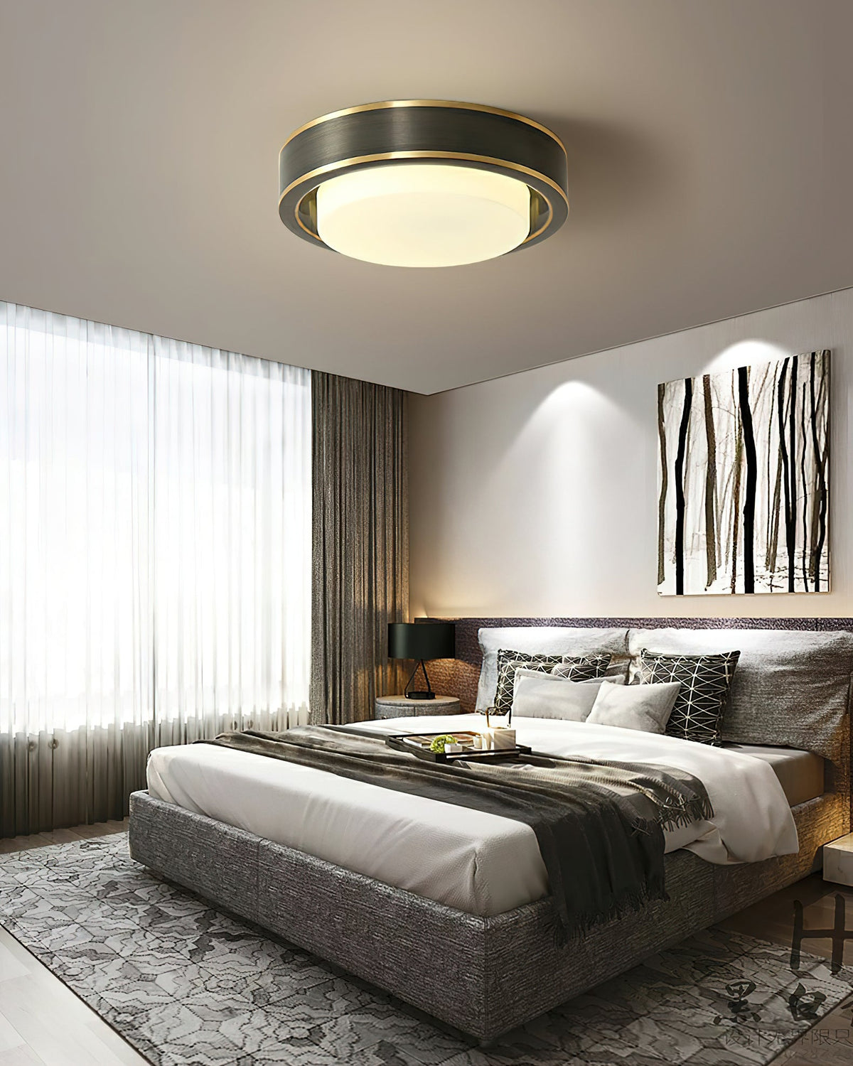 Wide Round Frosted Glass LED Flush Ceiling Light